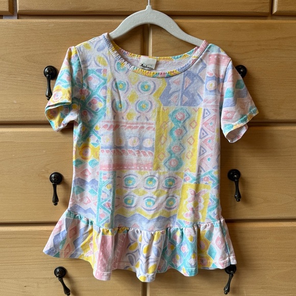 Vintage 90s Pastel Peplum Top Andover Togs Made in USA Size 6 kids girls - Picture 1 of 3